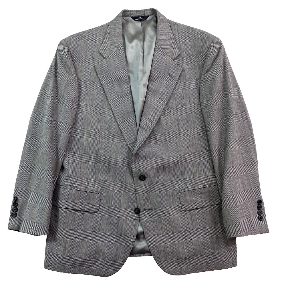 vtg 90s Polo Ralph Lauren 42S blazer gray glen plaid jacket sport suit coat